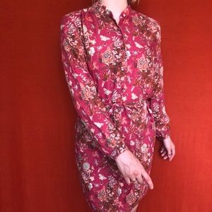 Mercy berry red and floral wool dress